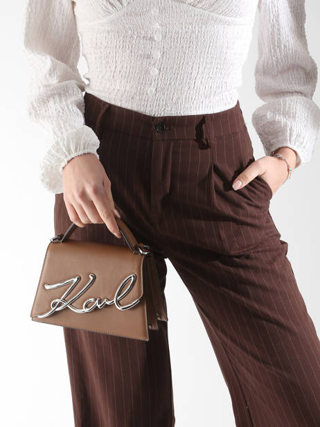Sac Bandoulière K Signature Cuir Karl lagerfeld Marron k signature A1W30038 vue secondaire 1