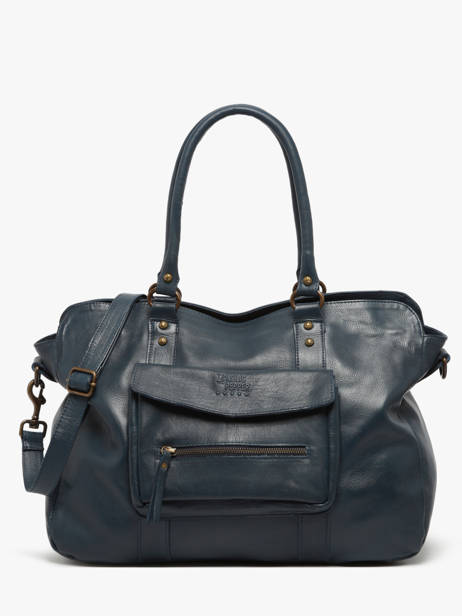 Sac Porté épaule A4 Cow Cuir Basilic pepper Bleu cow BCOW78