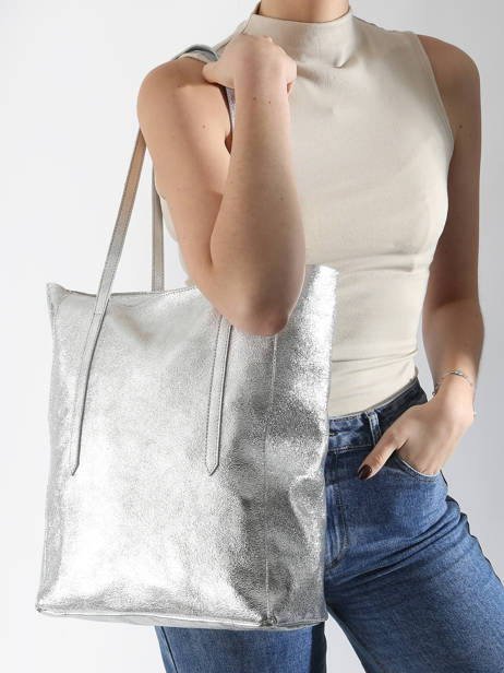 Sac Porté épaule A4 Nine Cuir Milano Argent nine NI24111 vue secondaire 1