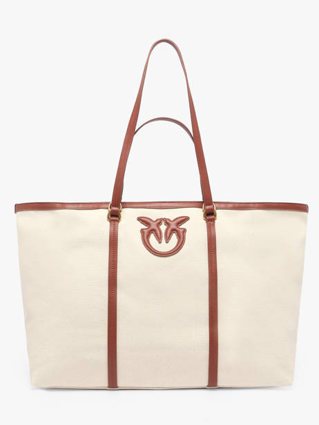 Sac Porté épaule Logo Shopper Coton Pinko Beige logo shopper 4715A2G2