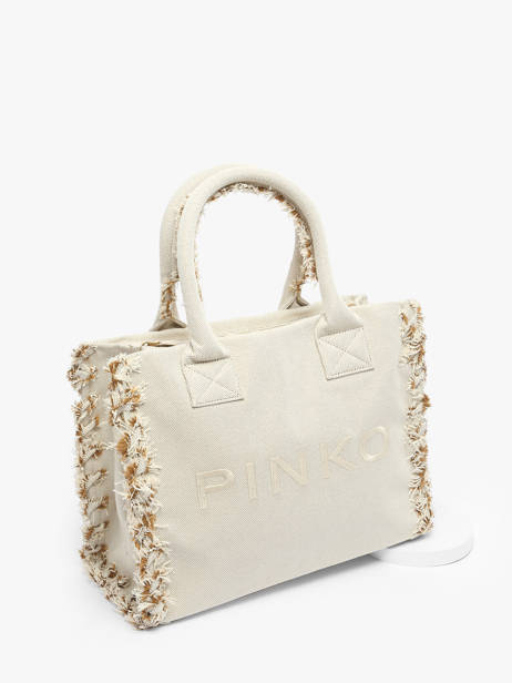 Sac Porté épaule Logo Shopper Coton Pinko Beige logo shopper A1X1 vue secondaire 2