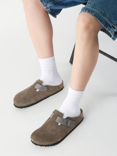 Mules Boston Concrete Gray En Cuir Birkenstock Gris men 1029210 vue secondaire 1