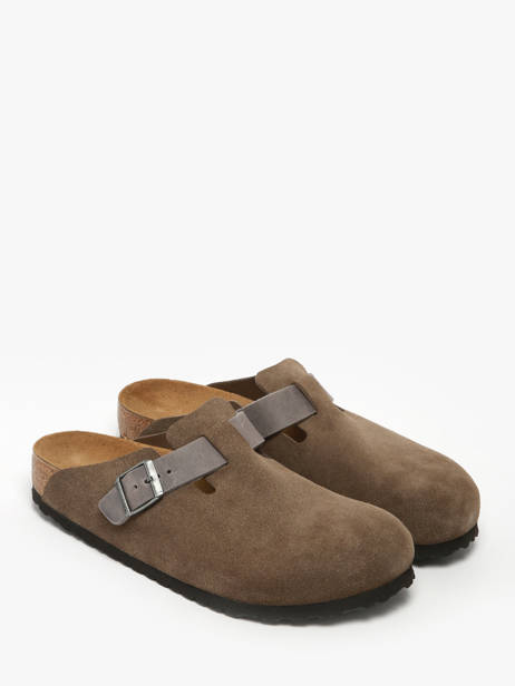 Mules Boston Concrete Gray En Cuir Birkenstock Gris men 1029210 vue secondaire 2