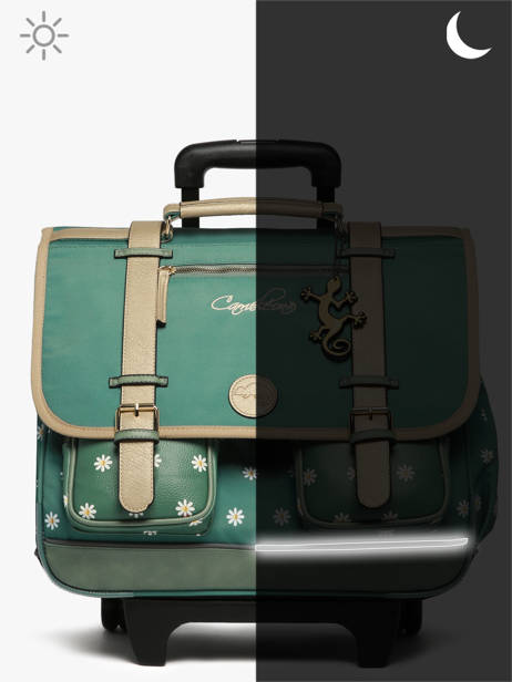 Cartable à Roulettes 3 Compartiments Cameleon Vert vintage fantasy CR41 vue secondaire 9