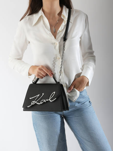 Sac Bandoulière K Signature Cuir Karl lagerfeld Noir k signature A1W30036 vue secondaire 1