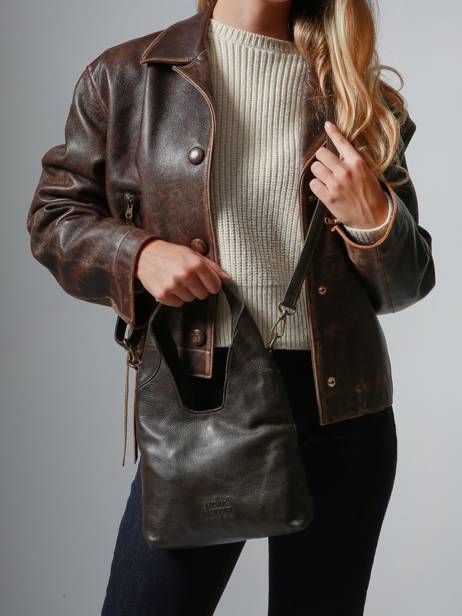 Sac Bandoulière Cow Cuir Basilic pepper Marron cow BCOW2S vue secondaire 1