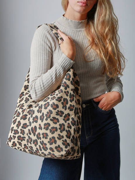 Sac Porté épaule Velvet Leopardo Milano Beige velvet leopardo VL25065 vue secondaire 1