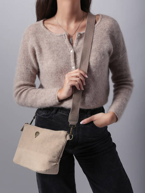 Sac Bandoulière Velours Le voyage en panier Marron velours AHP239 vue secondaire 1